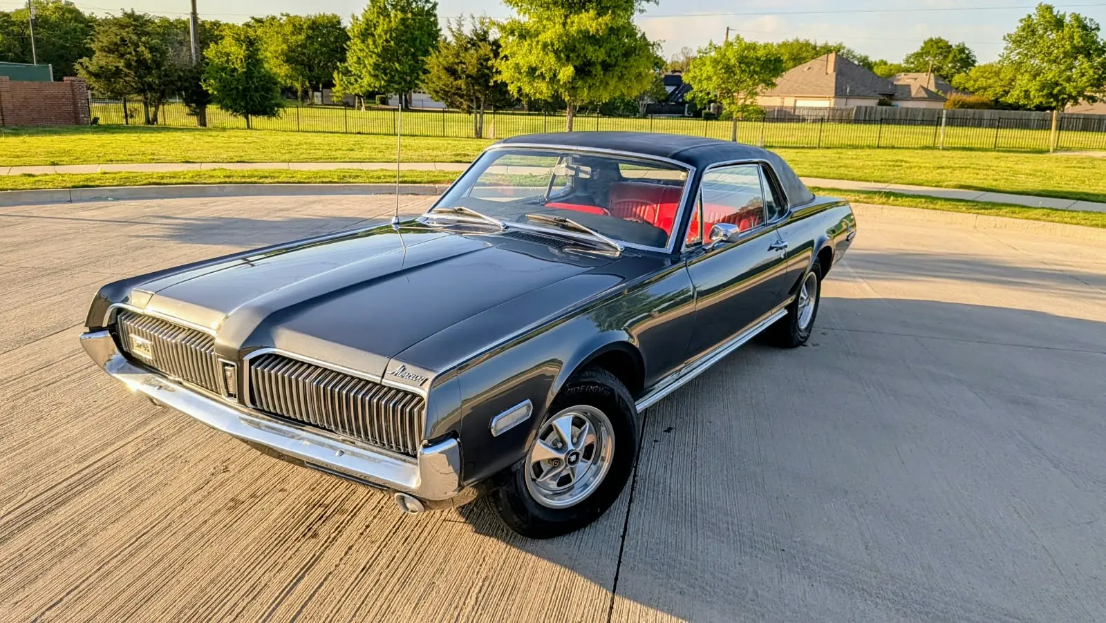 Mercury Cougar three-quarter view with red interior